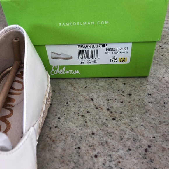 NWT Sam Edelman Keshia White Leather Espadrille Loafers Sz 6.5 M - Picture 8 of 9